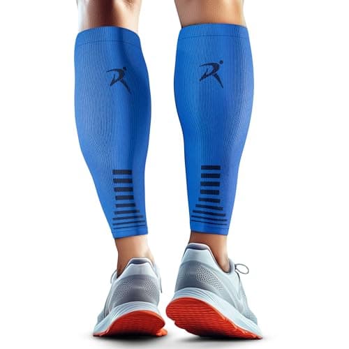 Rymora Compression Calf Sleeves for Men & Women (Ideal for Sports, Running, Shin Splints & More) (One Pair) (Royal Blue) (Large) [L]