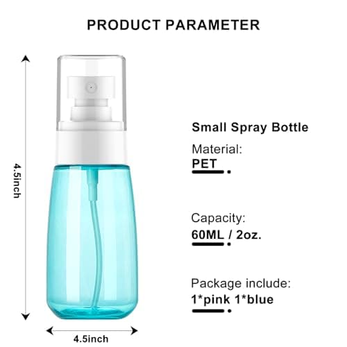 OMBRISA Small Spray Bottle 2 Pack, Fine Mist Travel Spray Bottle for Essential Oils, Refillable Travel Containers Plastic Hair Spray Bottle Sprayer for Perfume Skincare Makeup Lotion (2oz 60ml) — view 5