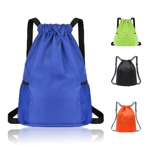 Bundle Pocket Drawstring Bag Waterproof Sports Fitness Neutral Men Women Diamond lattice Simple Lightweight Large Capacity Backpack for Sports, School, Gym, Travel and Various Activities(Blue)
