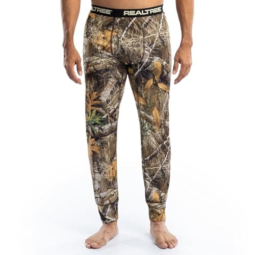 Realtree Men's Polyester Performance Baselayer Thermal Underwear Long Johns Bottom Base Layer Edge Camo, X-Large
