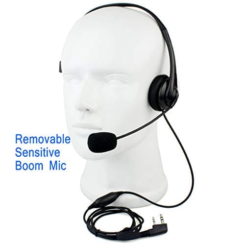 Retevis Headset 2 Pin PTT Overhead Earpiece Boom Speaker Microphone Noise Cancelling Headphone for BAOFENG UV5R 888S KENWOOD H-777 QUANSHENG PUXING WOUXUN HYT TYT TH 2 Way Radio (5 Pack) — view 2