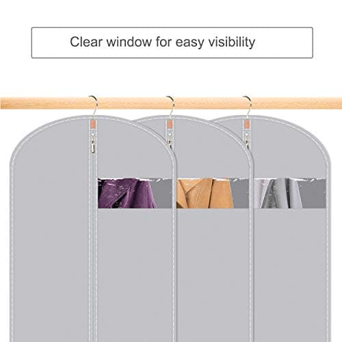 Mr Hsiung & Mrs Yin 60 Inches Long Suit Covers for Men and Women, 3PCS Foldable Garment Bag, Anti-moth Dress Bags Covers Long, PEVA Clothes Covers with Zip, Dust-proof Garment Covers on Open Rails — view 5