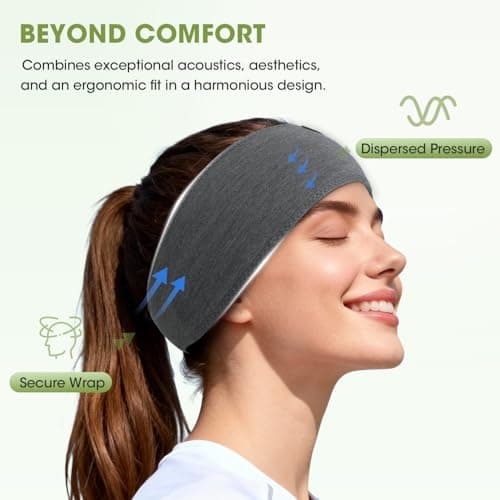 LC-dolida Sleep Headphones Headband Sleeping Headphones, Ultra Soft Bamboo Fibe Bed Headphones with HiFi Speakers Lightweight Sleep Music Headband for Travel/Meditation/Yoga/Audio books — view 2