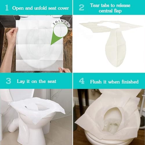MAIYADUO 60PCS Disposable Toilet Seat Covers, Flushable Toilet Seat Covers for Kids Adults Pregnant Women, Disposable Toilet Seat Cover for Travel, Use in Public Toilets — view 3