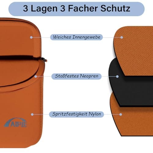 AIPIE Laptop Sleeve 15-15.6 Inch Laptop Case for Gaming PC Bump Absorb Briefcase Carrying Bag Compatible with MacBook, Acer, Asus, Dell, Lenovo, Microsoft, HP Durable Notebook Cover, Orange — view 3
