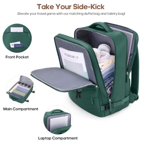 UKEIN Luggage Set with Backpack,Hardshell Carry On Luggage Airline Approved, Dark Green, 3 piece set (20inch), Luggag With Spinner Wheels and Backpack — view 5