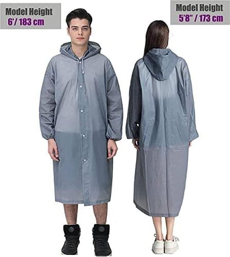 YANKUIRUI Rain Poncho for Adults, 2 Pack Rain Coats Reusable Rain Jacket Rainwear with Hoods and Sleeves, Waterproof for Emergency, Outdoors, Camping, Disney (Grey) — view 5