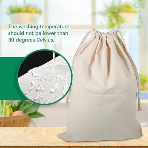 Cotton Laundry Bag, Washable Drawstring Laundry Pounch Stuff Bag Dirty Clothes Storage Bag for College Dorm Travel(30x40cm) — view 5