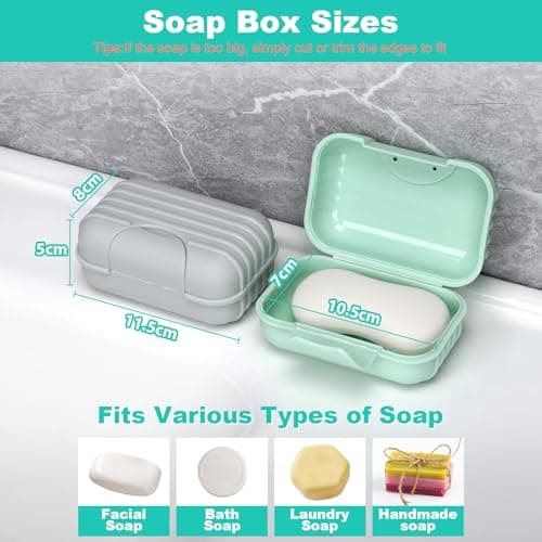 Alyvisun 2Pcs Travel Soap Dishes for Shower Travel Outdoor, Green + Grey — view 5