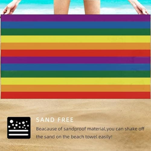 Large Quick Dry Microfibre Beach Bath Towel for Adult,160x90cm Rainbow Sand Free Beach Towel with Bag,Lightweight Gym Yoga Sports Swimming Towel,Compact Travel Summer Beach Towel for Women Men — view 4