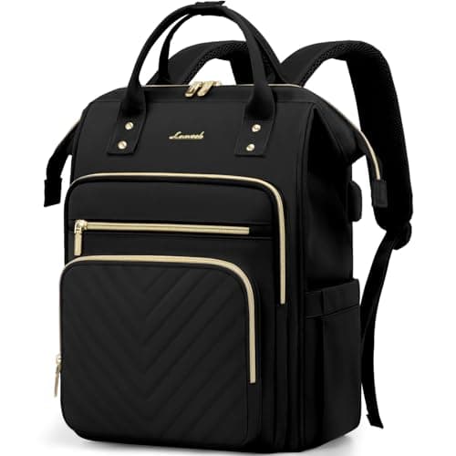 LOVEVOOK Laptop Backpack Womens, 17 inch Laptop Rucksack Bag for Women, Large Ladies Backpacks Waterproof School Bags with USB Port, Fashion Daypacks for Uni College Work Travel, Black