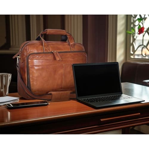 Real Leather Laptop Messenger Bag - Briefcase Crossbody for Men Office — view 2