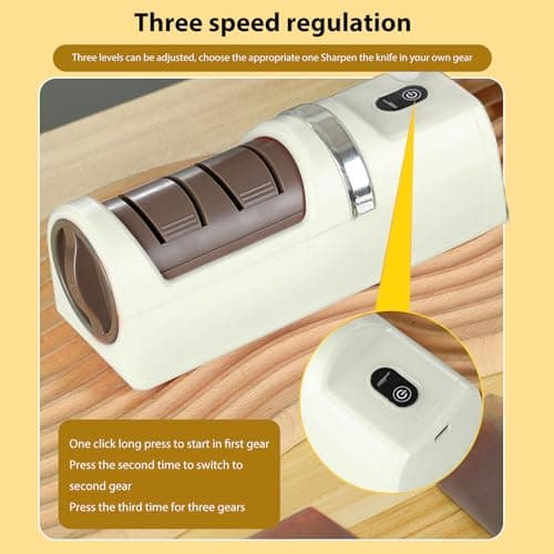 Haofy Kitchen Chef Electric Knife Sharpener with USB Port for Home and Camping, Dual Sharpening Options, Non-Slip Base, 7.1 Inch Size (Beige) — view 5