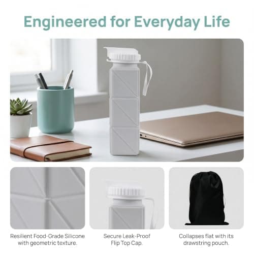 Collapsible Water Bottle, 620 ml Foldable Water Bottle 22 x 7.5 cm — view 6