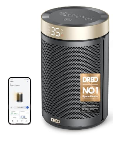 Dreo Smart Electric Heater, 1500W Energy Efficient Space Silent Room Heater, Portable Ceramic Fan Heaters, 3 Modes 12H Timer, Overheat & Tip Over Protection, Works with Alexa(No Remote Control)