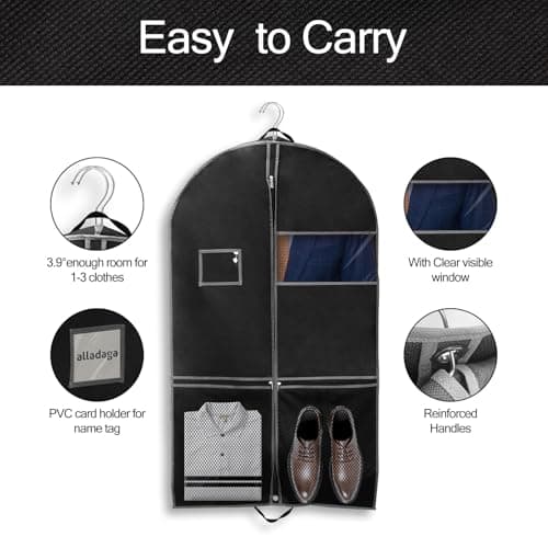 3 Pack 43" Garment Bag Suit Bag Garment Bags for Travel Duffle Bags for Hanging Clothes Storage Bag Carry on Garment Bag, Ideal for Wardrobes, Blazers, Dresses, Coats — view 3