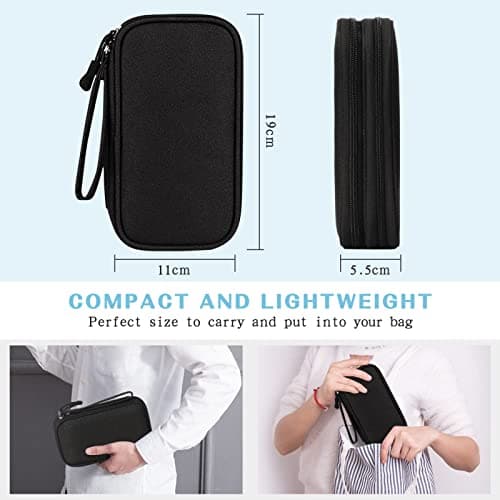 FYY Travel Cable Organiser, Electronics Accessories Bag, Waterproof Tech Storage Pouch, 2-Layer Universal Carry Case for Charger, Power Bank, USB Drive S-Black — view 2