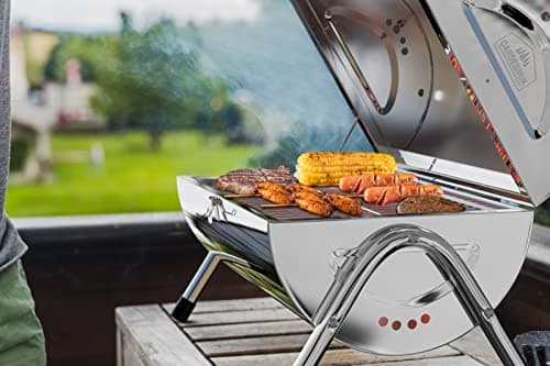 Gardebruk Portable Folding Stainless Steel Double Grill Surface Charcoal Grill for Travel, Camping, Picnics — view 3