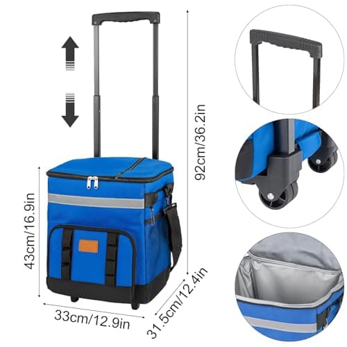 SUNNYNEST 35L Rolling Cooler Bag Insulated Tote with Wheels & Handle — view 2