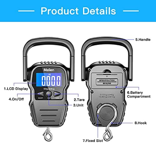 Meilen Luggage Scale, 110lb/50kg Digital Fishing Weigh Scale for Travel — view 4