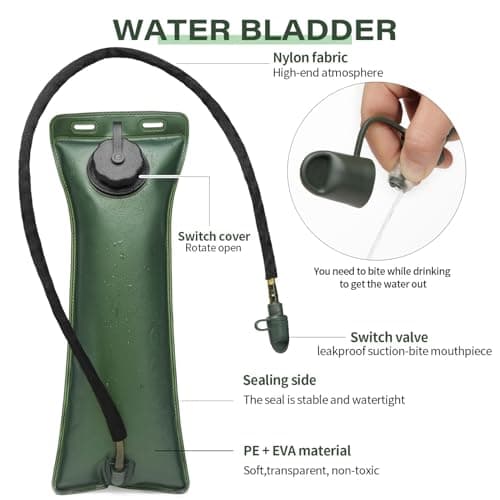 Hydration Backpack with 3L Water Bladder, Detachable Hydration Pack with Sealing Straw, Water Bladder Backpack with Adjustable Strap for Hiking Cycling Running — view 4