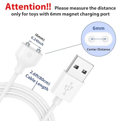 HORAN HOQI 6mm Dual Pin Magnetic USB Charger Cable, 2 Pin Magnetic Charger Replacement Cord with Strong Magnet for Wireless Massager Electric Toothbrush Beauty Instruments, 0.8m Universal Charging — view 4