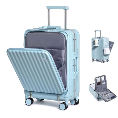 Sea choice Front Opening Luggage Suitcase Laptop Compartment PC Hard Shell Suitcase Top Opening Luggage Suitcase with USB Port Cupholder TSA Lock 4 Wheels