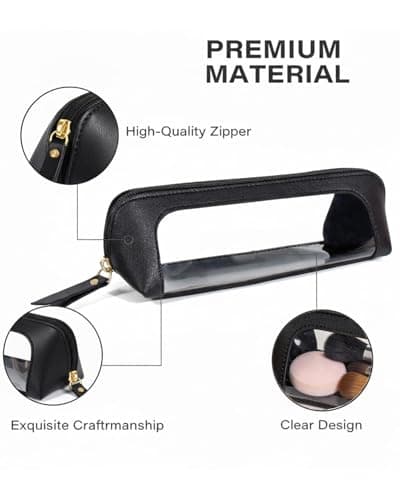 LETGO Clear Makeup Bags, TSA Approved Toiletry Bag with Zipper, Makeup Organizer Fit Carry-on Travel Accessories Essentials, Portable Travel Cosmetic Bags Pouch for Women Men, Chic Black, 9.25'' x 6.1 — view 6