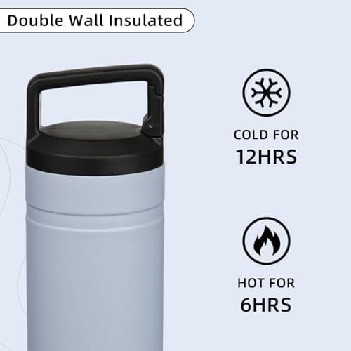 BJPKPK Insulated Water Bottle with 2 Lids,600ml Double Wall Stainless Steel Vacuum Tumbler Travel Coffee Mug,Wide Mouth Thermal Cup,Haze Blue — view 5