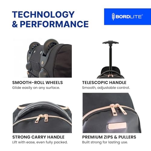 Bordlite Ryanair 40x20x25cm Cabin Backpack on Wheels – Lightweight 2 in 1 Trolley Bag & Rucksack (20L) – Fits Ryanair Free Hand Luggage Allowance — view 3