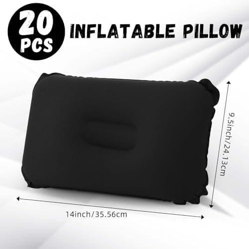 Geelin 20 Pack Inflatable Pillows for Camping Travel Beach Vacation Sand Squared Flocked Soft Fabric Backpacking Ultralight Pillows for Office Sleeping Neck Head Lumbar Support(Black) — view 3