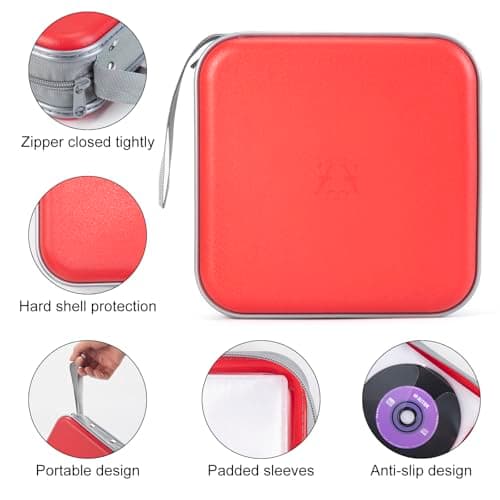 alavisxf xx CD Case, 48 Capacity Hard Plastic Portable CD Organizer Holder — view 3