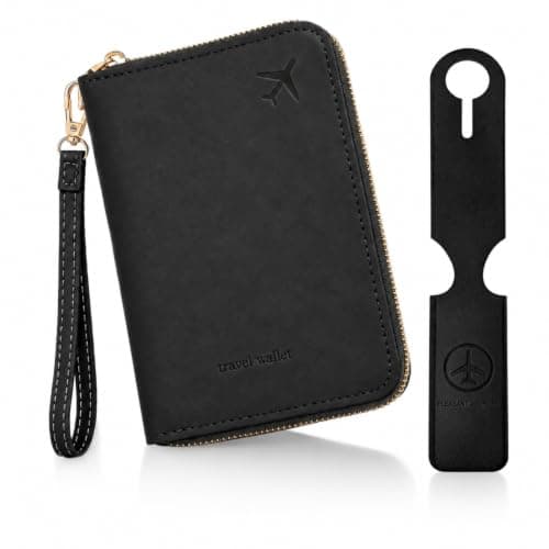 Passport Holder RFID Travel Wallet with Luggage Tag Set for Women & Men