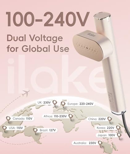 Travel Steamer for Clothes, 100-240V Dual Voltage Portable Garment Steamer, 1000W Travel Size Handheld Steamer & Iron 2 in 1 for Global & Europe Travel, Business, Home, Rose Gold，Gold — view 2