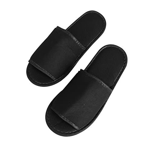 Portable Travel Open Toe Sandals Cotton Spa Hotel Slippers Non-disposable Guest Indoor House Trip (Black, UK Footwear Size System, Adult, Men, Numeric, Medium, 8) — view 3