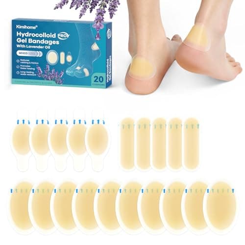 Kimihome Hydrocolloid Blister Plasters for Feet, 20ct Blister Pads for Prevention & Recovery, Infused with Lavender Extract, Travel Essentials, Thin, Flexible and Nearly Invisible - Variety Pack