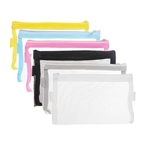 HYFAN Zipper File Folder Bag Breathable Transparent Mesh Document Pocket A4 Paper Pouch Storage for Office School Supplies (PVC, 6 Colors, A4 Size, Pack of 6)