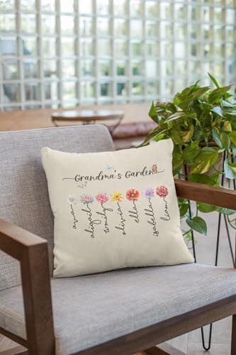 Varsany Personalised Grandma's Garden Ivory Cushion – Custom Granny Cushion, Grandma Pillow, Personalised Grandma Gifts, Customised Cushion for Grandma — view 3