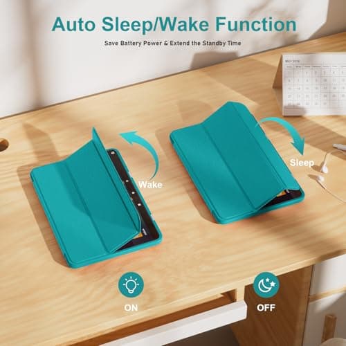 Tablet Case for 8in Tablets,Not for Onn iPad 8inch Tablets,Mansiruyi Slim Light Trifold Stand Case with Auto Sleep/Wake -Glitter Blue — view 4