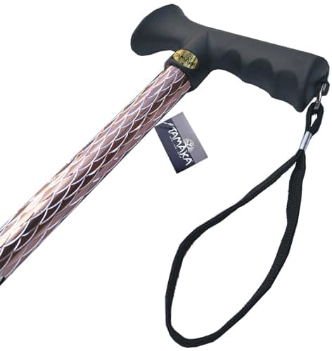 TAMAKA® Rose Gold Premium Ladies Engraved Etched Adjustable Walking Stick Cane with Soft Grip Gel Ergonomic Handle for Women Sparkly Glitter Design Petite or Tall - 25.5” - 35.5” — view 2