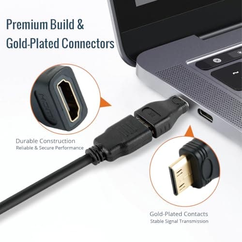 Tecmojo 8K Mini HDMI to HDMI Adapter, Female to Mini HDMI Male Adapter Support 8K@60Hz,4K@120Hz, Compatible with Raspberry Pi, Camera, Tablet, Laptop, Projector, Monitor, 2Pack, Black — view 4
