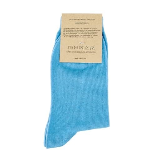 ZAKIRA Combed Cotton Dress Socks - Plain Colour Business Crew Socks for Men & Women, Soft Breathable Cotton, 6-10 (UK), Turquoise — view 6