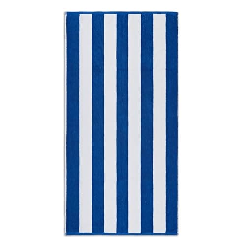 La Maison Cabana Stripe Beach Towels 100% Cotton 70cm x 150cm Large Pool Towel Absorbent Supersoft Quick Dry Sand Proof Beach Towel Holiday Yoga Gym Swimming Towel (2, Royal Blue)