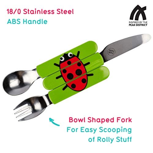TUM TUM Toddler Cutlery Set with Travel Case, 3 Pcs Kids Cutlery Set Stainless Steel Includes 1 x Fork/Spoon/Knife, Kids Travel Cutlery Sets, BPA Free (Ladybird) — view 3