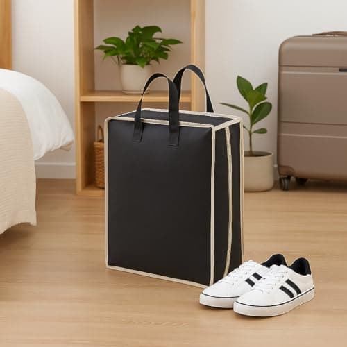 Foldable Travel Shoe Storage Bag – Portable Organiser Holds Up to 6 Pairs – Dustproof Zip Case with Handles – Compact Luggage Packing Solution for Home or Holiday – Multiple Colours (Navy Blue) — view 5