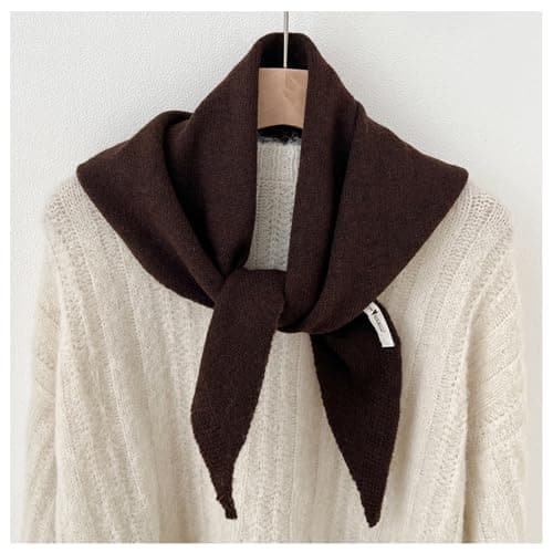 YONEEKSS Brown Wool Blend Triangle Scarf for Women Neck Warmer — view 2