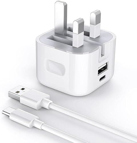 Multi-Port USB C Plug, Type C Fast Charging, Foldable Wall Power Adapter Plug UK, Dual Port Charger Block for iPhone 17/16/15/14 /13 Pro Max/Plus/ipad pro/Samsung Galaxy/Tablet (20W) — view 2