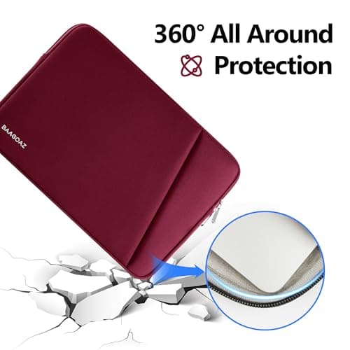BAAGOAZ 14 Inch Laptop Sleeve Protective Case with Front Pocket, Red — view 4