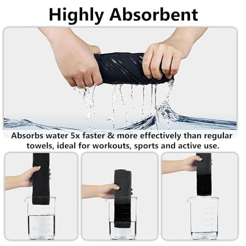 Microfibre Towel, Lightweight & Quick Dry Gym Towels, Soft, Super Absorbent, Ultra Compact Towel Great for Sports, Camping, Gym, Beach and Swimming (Black, 40x60cm) — view 6