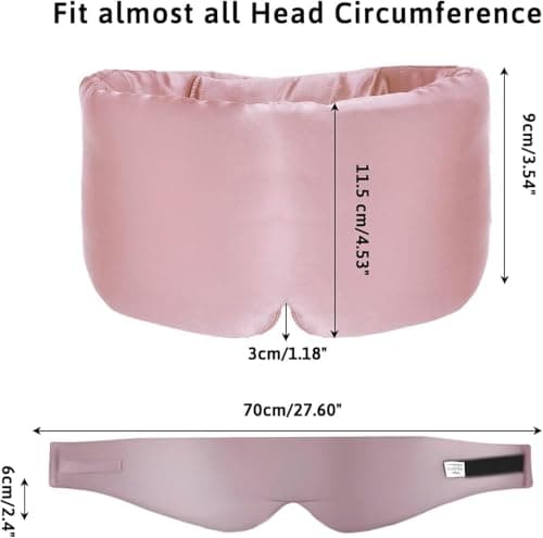 TOPNMA 100% Silk Sleep Mask, Large Blackout for Side Sleeper - Lotus Pink — view 5